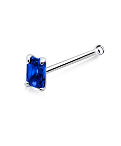 Emerald Shaped Stone Silver Bone Nose Stud NSKD-162